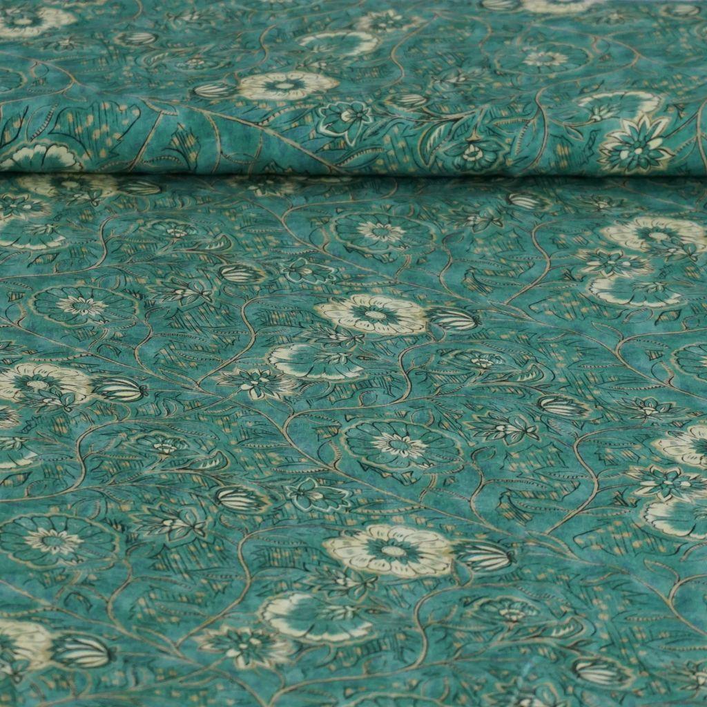 Viskose Druck Blüten mint